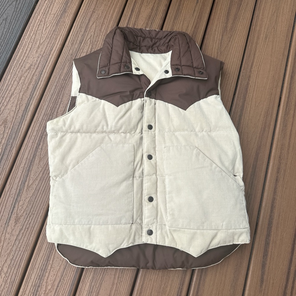 Ski Daddle 1970s Brown and Cream Puffer Vest